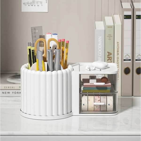 Organizer til tilbehør, kosmetik, rillet, roterende, hvid CB58