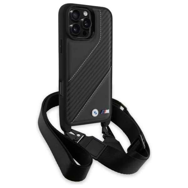 BMW M Edition Carbon Stripe & Strap Cover til iPhone 16 Pro Max, Sort