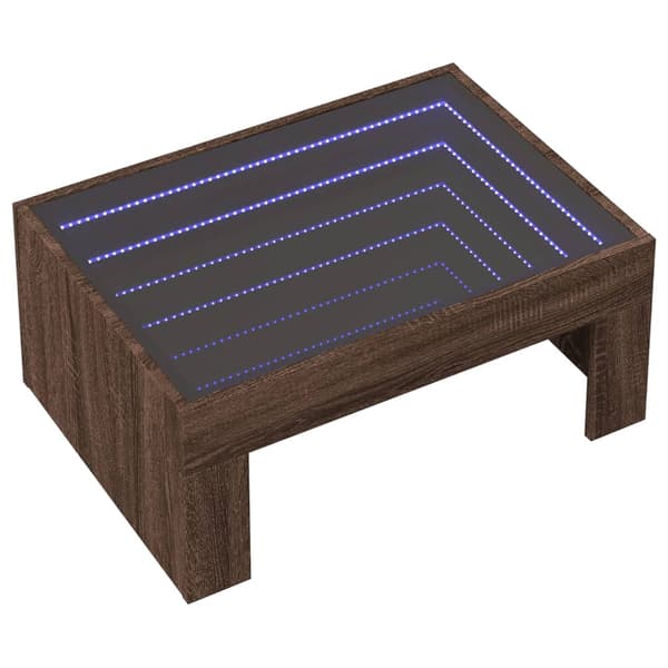 vidaXL Infinity sofabord med LED-lys brunt egetræ 70x50x30 cm