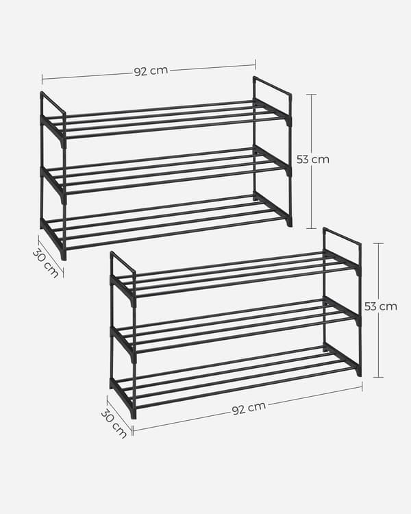 Metallinen kenkäteline, 3 hyllyä, 2 kpl