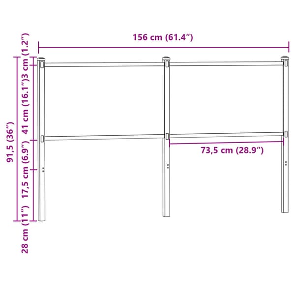 vidaXL sengegavl i røget egetræ 150 cm