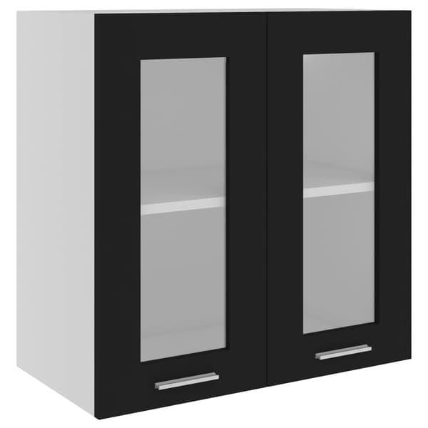 vidaXL vægskab med glas, sort, 60x31x60 cm, spånplade