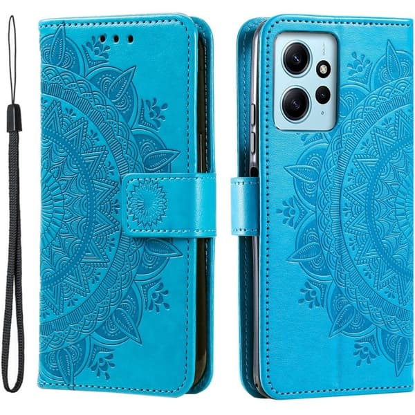 Flip-etui til Xiaomi Redmi Note 12 4G, Mandala, blå