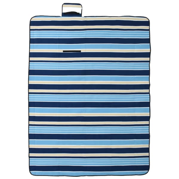 vidaXL foldbart picnictæppe blåstribet 200x150 cm fløjl