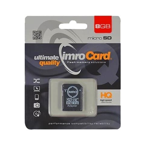 8 GB Imro microSD-minneskort + adp 10C