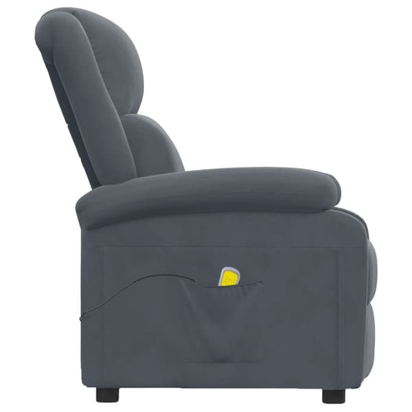 vidaXL Massagefåtölj, mörkgrå, klädd i sammet