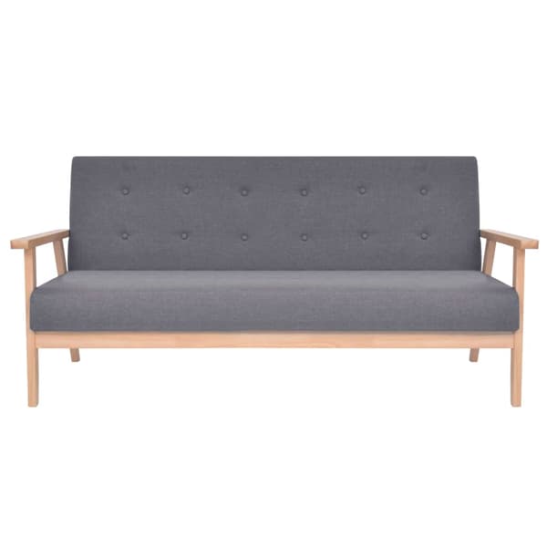 vidaXL 3-sits klädd soffa, mörkgrå