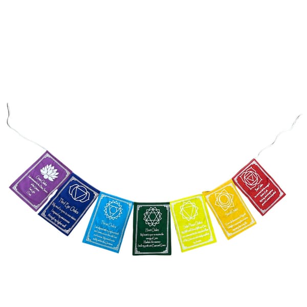 Mellemstore flag 7 farver chakraer og mantra - 7 flag