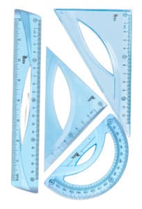 Geometrisk sæt med 20 cm lineal. Blå
