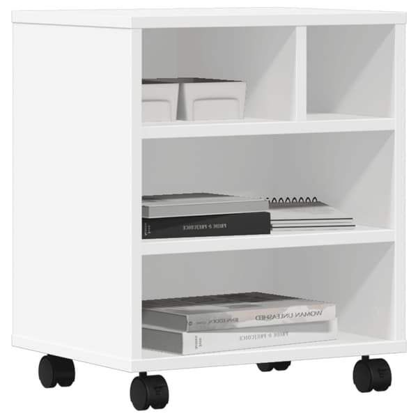 vidaXL printerstativ med hjul hvid 41x32x48 cm