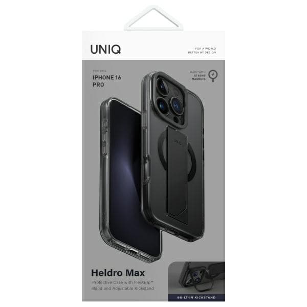 UNIQ Heldro Max MagSafe -kotelo iPhone 16 Prolle, musta
