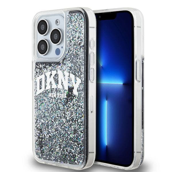 DKNY Liquid Glitter Big Logo-cover til iPhone 15 Pro, sort