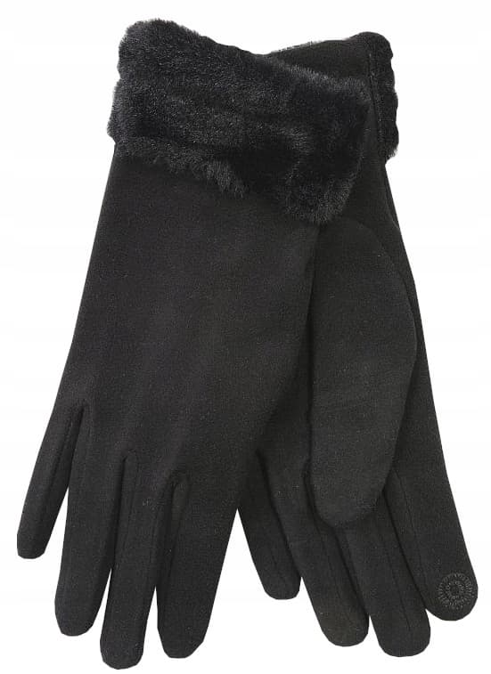 Dame vinterhandsker elegante med pels sorte 24 cm V030B