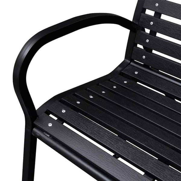 vidaXL Puutarhapenkki musta 116 cm teräs ja WPC
