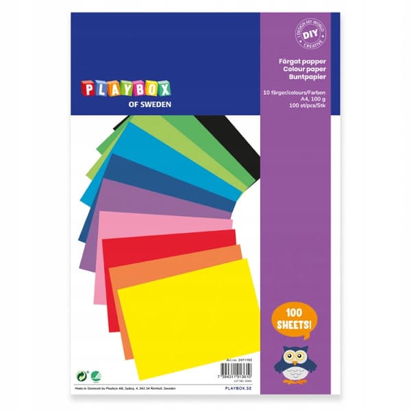 A4 farvet papir - 10 farver 100 g 100 ark