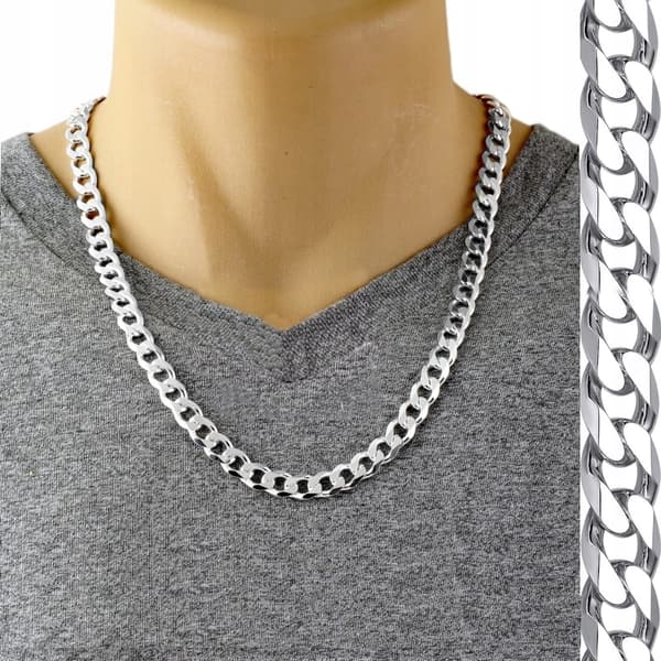 Kedja 925 SILVER Herr Silverkedja 7mm HEL DIAMANT
