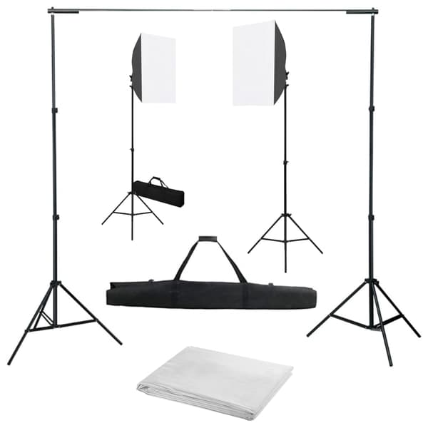 vidaXL Valokuvausstudiosetti softbox-valoilla ja taustalla