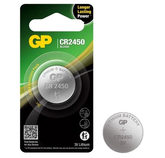 Lithium-knapcellebatteri CR2450 3V 1 stk. GP