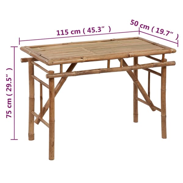 vidaXL Hopfällbart trädgårdsbord 115x50x75 cm bambu