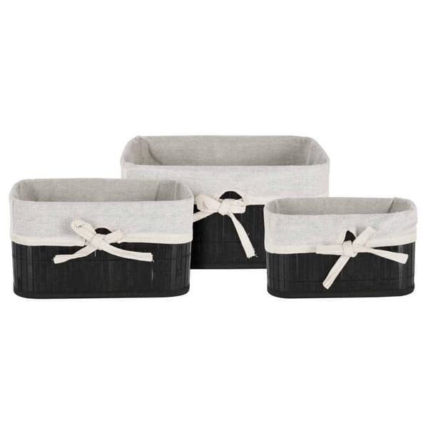 Set med 3 bambukorgar, svarta