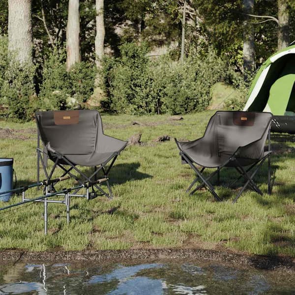 vidaXL foldbare campingstole med lomme, sæt med 2, grå