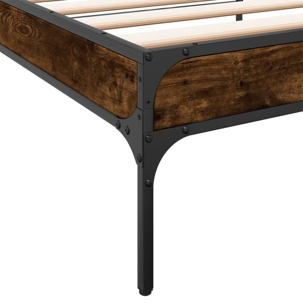 vidaXL Sängram rökt ek 100x200cm träbaserat material