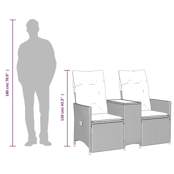 vidaXL 2-sits soffa för trädgården med bord, grå