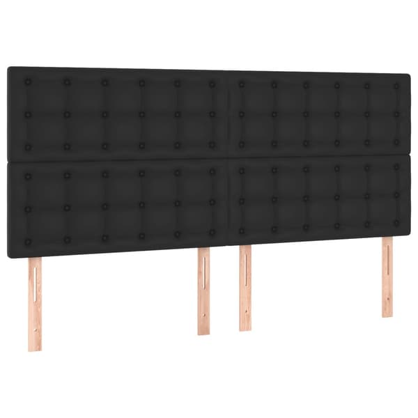 vidaXL sengegavl til seng, sort, 200x5x118/128 cm, kunstlæder