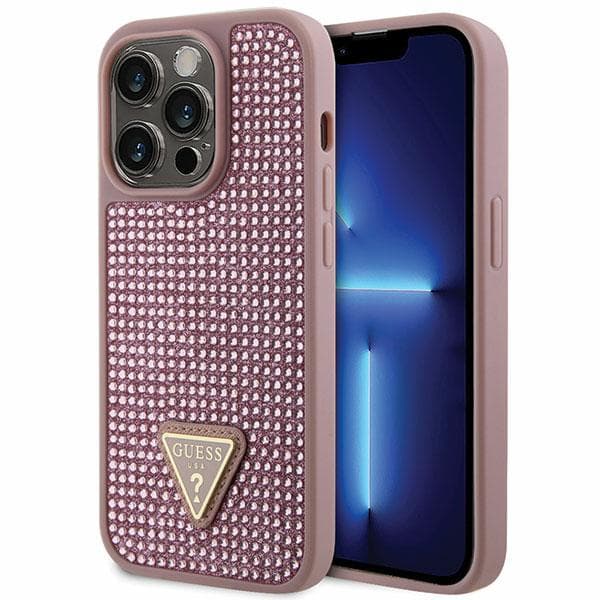 Guess Rhinestone Triangle Cover til iPhone 14 Pro, Pink