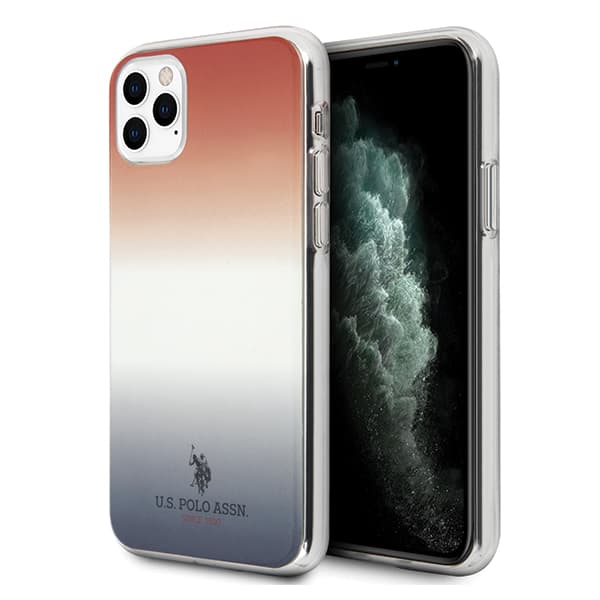 US Polo Gradient Pattern Collection -kotelo iPhone 11 Prolle, punainen ja sininen