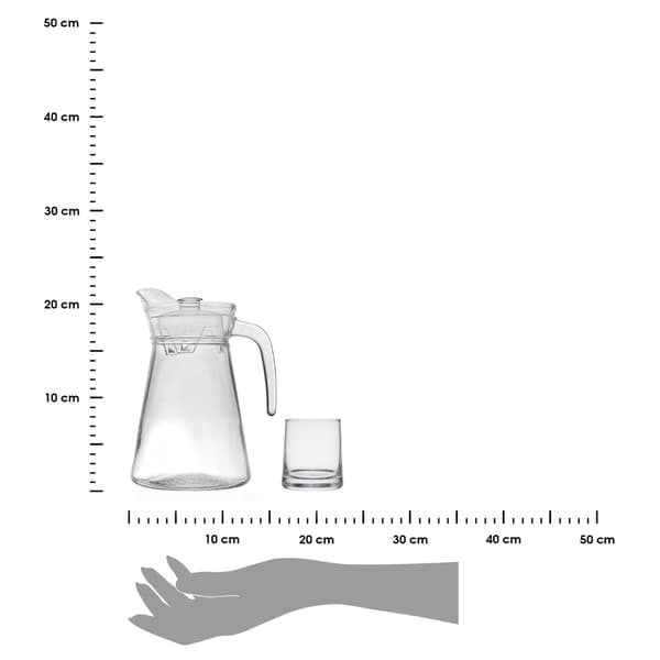 Sæt med 1,5L kande og 4 glas 275 ml