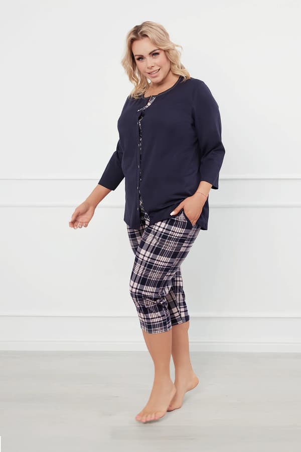 Dona dampyjamas med 3/4-ärmar, 3/4-byxor M