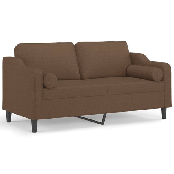 vidaXL 2-sitssoffa med kuddar, brun, 140 cm, tyg
