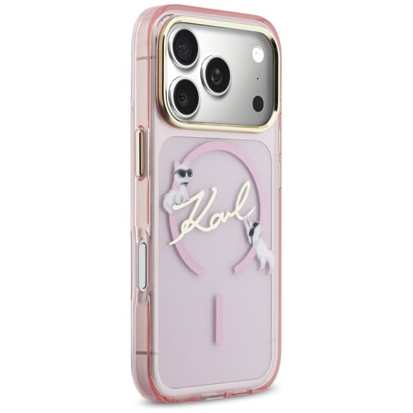 Karl Lagerfeld IML Choupettes Karl Script Logo MagSafe-etui til iPhone 17 Pro i lyserødt