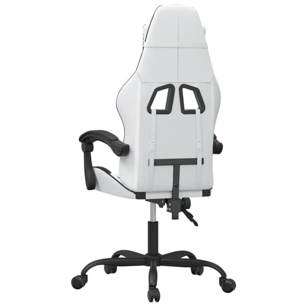 vidaXL drejelig gamingstol, sort og hvid, kunstlæder