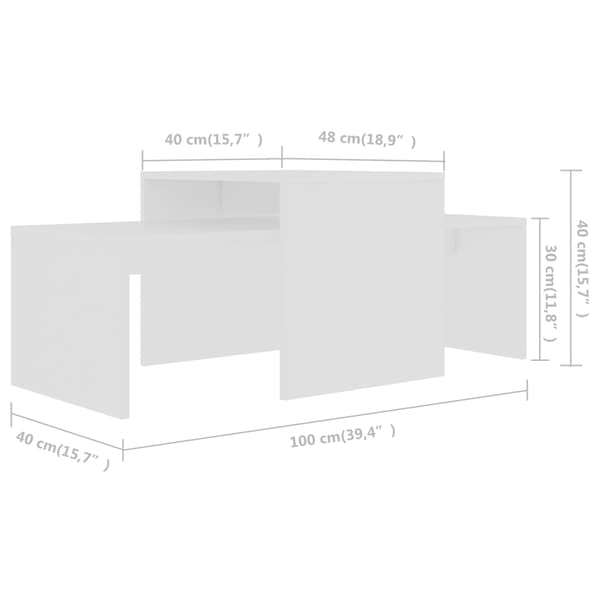 vidaXL Soffbordsset, Vit, 100x48x40 cm