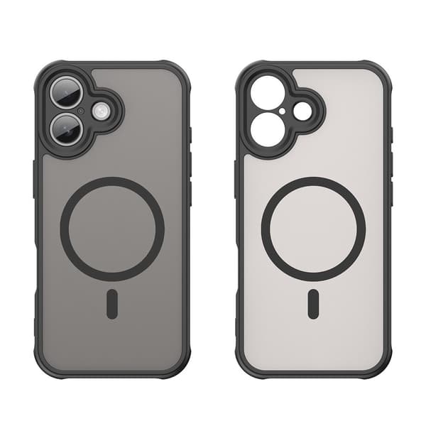 Matt cover til iPhone 17, til MagSafe, forstærket, mat med sort ramme