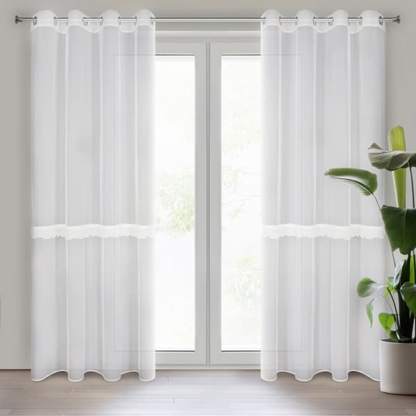 Färdig gardin SOFI 140x260 vit applikation