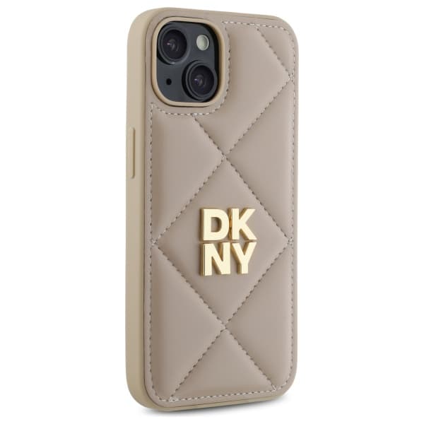 DKNY Quilted Stack Logo iPhone 14 -suojakuori, beige