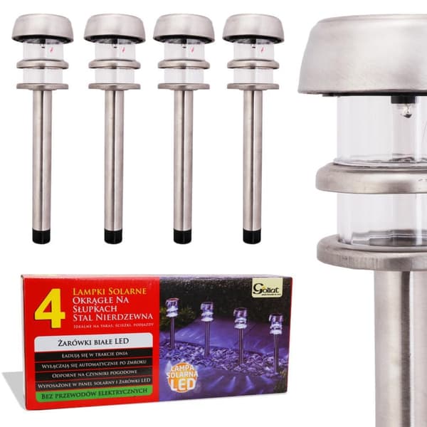 Goliat 4-pack runda solcellslampor med skymningssensor
