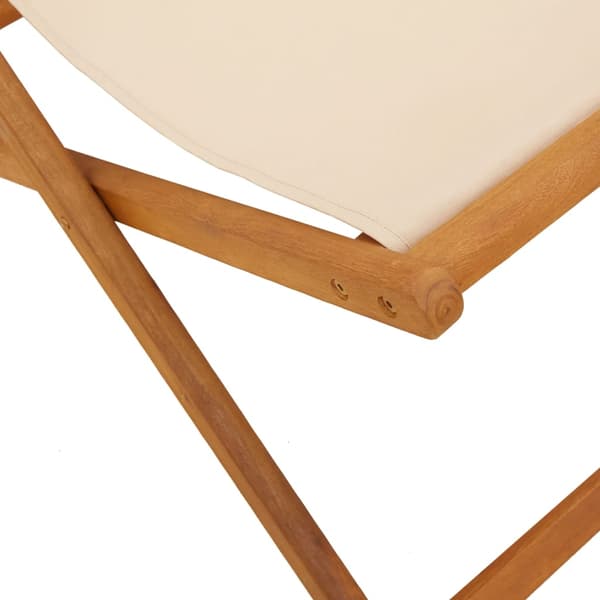 vidaXL foldbar strandstol beige eukalyptustræ og stof