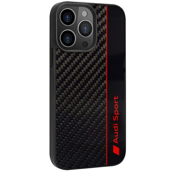 Audi Carbon Fiber Stripe Cover til iPhone 13 Pro Max, Sort