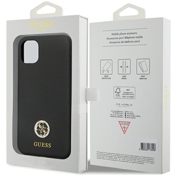 Guess Silikone Logo Strass 4G cover til iPhone 11 / Xr, sort