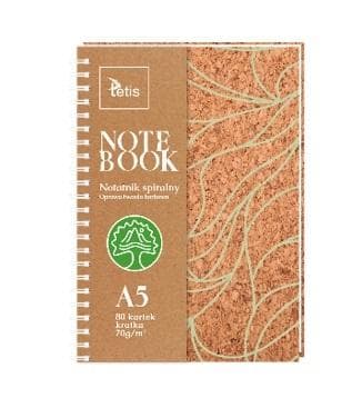 Spiralnotesbog A5/80K kvadreret kork