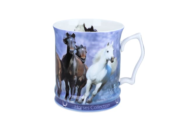 Carmani, porslinsmugg 450ml - Horses Coll., hästar