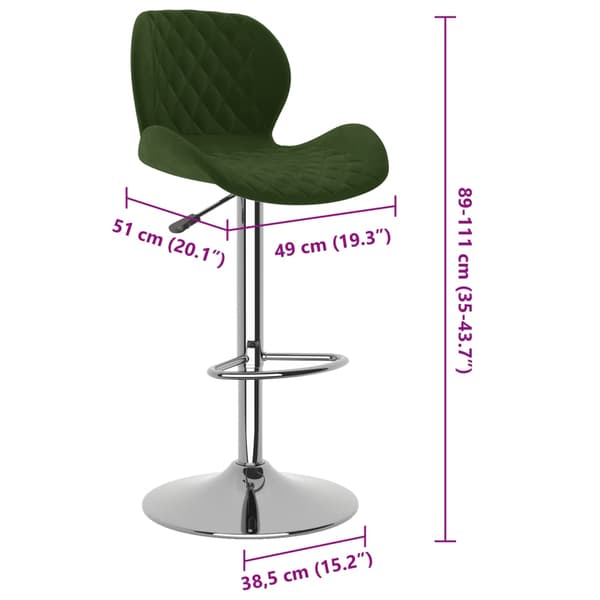 vidaXL Barstolar, set om 2, mörkgrön, klädd i sammet