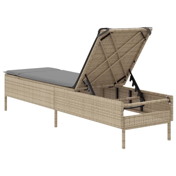 vidaXL Solstol med kudde, beige, polyrotting