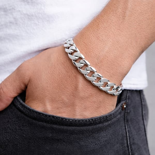 TJOCKT SILVER Herrarmband SILVER pr.925 SOLID 9mm DIAMANTSATT Italienskt