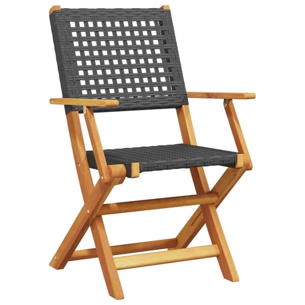 vidaXL foldbare havestole, sæt med 4, sort polyrattan og træ