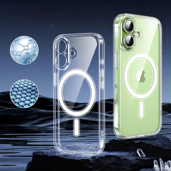 Etui til Apple iPhone 17 FORSTÆRKET BAGSIDER til MAGSAFE CLEAR ETUI + 9H Glas